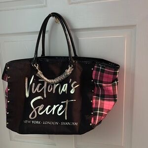 Victoria's Secret Black and Pink Tote Bag
